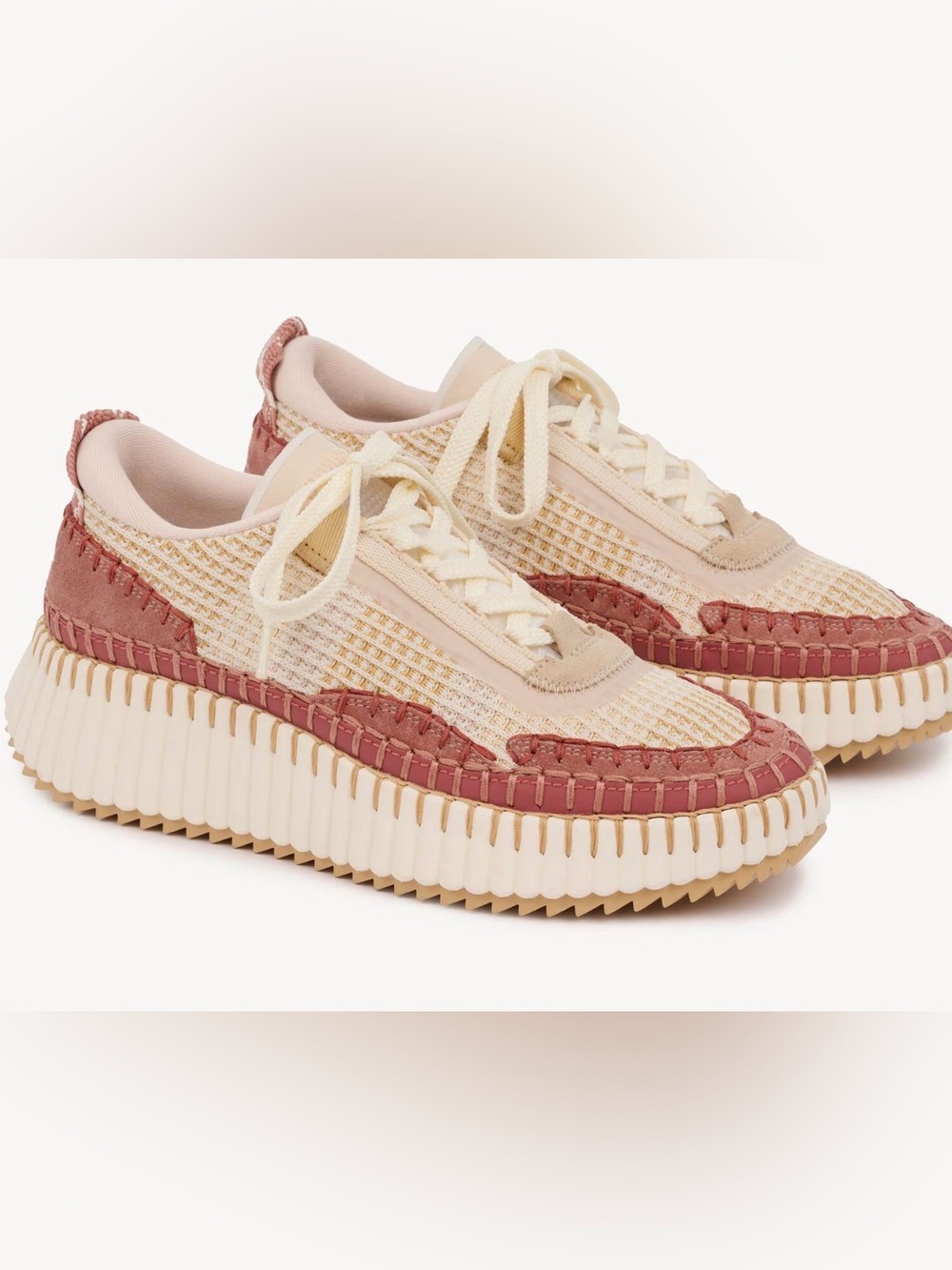 Chloé Nama Sneakers in Straw Beige Size 37